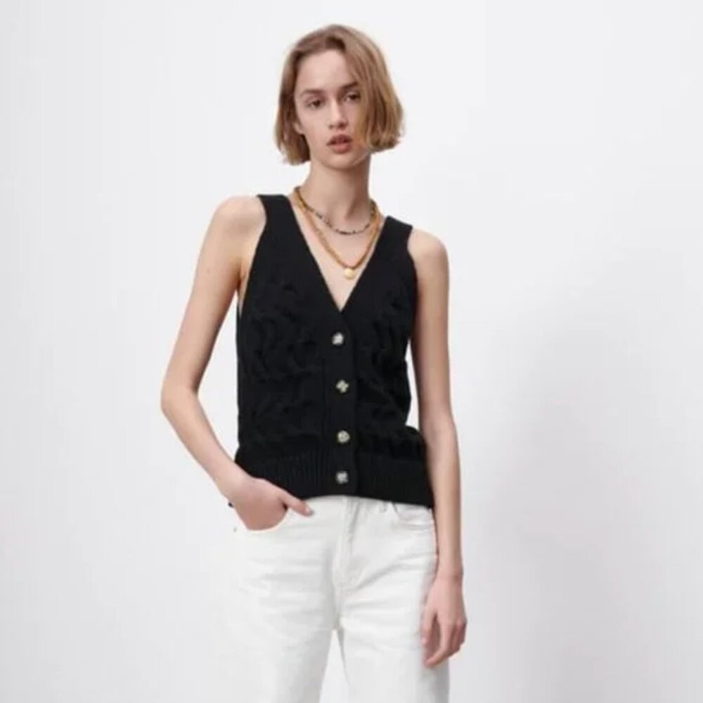 Zara Cable Knit Vest M